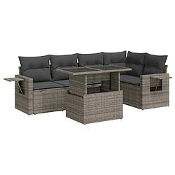 vidaXL Salon de jardin 6 pcs avec coussins gris résine tressée