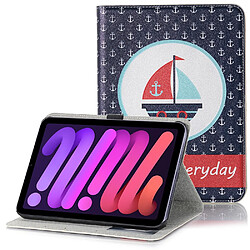 Etui en PU motif dessin animé avec support heureux tous les jours pour votre Apple iPad mini (2021)