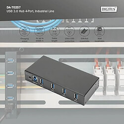 DIGITUS hub Industriel USB 4 Ports - 4X USB-A - USB 3.0-5 Gbps - USB SuperSpeed - Protection ESD 15 KV - Montage sur Rail DIN - Noir pas cher