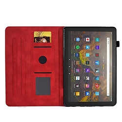 Etui en PU motif en forme de cœur avec support et porte-cartes pour votre Amazon Fire HD 10 (2021) - rouge