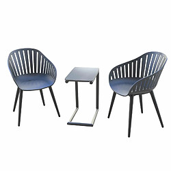 Salon de Jardin Chillvert Lacio Aluminium Résine 2 Chaises et 1 Table Nonir