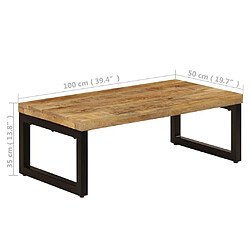 vidaXL Table basse 100x50x35 cm Bois de manguier solide et acier pas cher