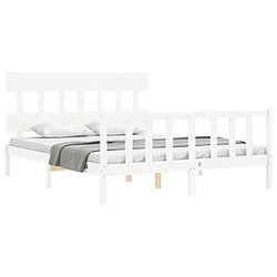 Acheter Maison Chic Cadre/structure de lit avec tête de lit pour adulte - Lit Moderne Chambre blanc King Size bois massif -MN57625