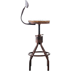 Decoshop26 Tabouret de bar chaise haute de comptoir avec dossier design industriel vintage métal bronze et bois TDB10320