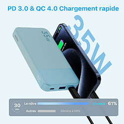 SANAG Chargeur Portable, 35W 10000Mah Power Bank Chargement Rapide, Pd Qc 4.0 Batterie D'Affichage Led, Usb C In/Out Chargeur De Téléphone Portable Pour Iphone Ipad Samsung Android Etc. (Bleu)