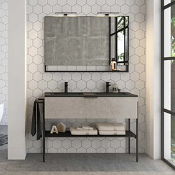 Dansmamaison Ensemble SDB 134 cm Béton + Double vasque + Miroir - RODOLFA