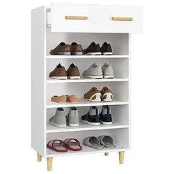 Maison Chic Armoire à chaussure,Meuble à Chaussures Blanc brillant 60x35x105 cm Bois ingénierie -MN77370 pas cher