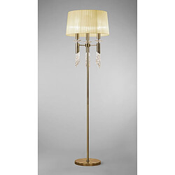 Luminaire Center Lampadaire Tiffany 3+3 Ampoules E27+G9, laiton antique avec Abat jour crème & cristal transaparent