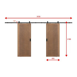 Acheter Vente-Unique Porte coulissante double avec système en applique en MDF et bois - naturel foncé - 2 x H205 x L83 cm - SANDORA