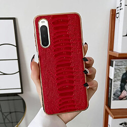 Coque en TPU + cuir véritable texture crocodile, anti-chutte, électroplaqué pour votre Sony Xperia 10 IV 5G - rouge