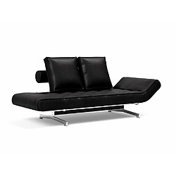 Inside 75 Canapé design GHIA CHROME tissu Fanual Noir convertible lit 210*80cm pas cher