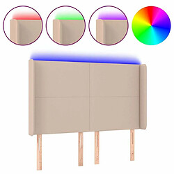 Maison Chic Tête de lit scandinave à LED,meuble de chambre Cappuccino 147x16x118/128 cm Similicuir -MN45551