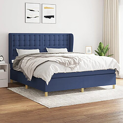 Maison Chic Lit adulte- Lit + matelas,Sommier à lattes de lit avec matelas Bleu 180x200 cm Tissu -GKD55142