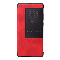 Wewoo Housse Coque Etui en cuir Fierre Shann pour Crazy Horse Textureétui horizontal PU Huawei Mate 20 Proavec fonction Smart View Window et de réveil veille Rouge