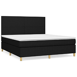 vidaXL Sommier à lattes de lit avec matelas Noir 160x200 cm Tissu