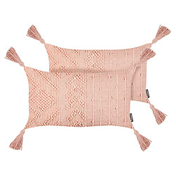 Beliani Lot de 2 coussins VALVARIA Coton 30 x 50 cm Unicolore Rose pêche