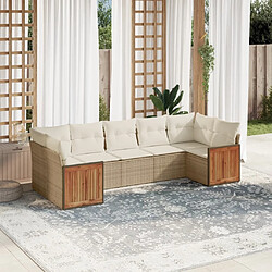 Maison Chic Salon de jardin avec coussins 7 pcs | Ensemble de Table et chaises | Mobilier d'Extérieur beige résine tressée -GKD30531