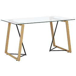 Beliani Table à manger transparente et effet bois clair 140 x 80 cm TACOMA