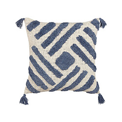 Beliani Coussin JACARANDA Coton 45 x 45 cm Géométrique Touffeté Bleu