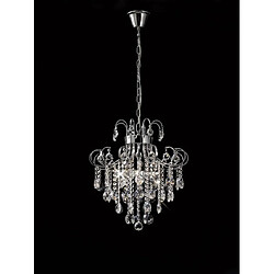 Luminaire Center Suspension Rosina 6 Ampoules chrome poli/cristal