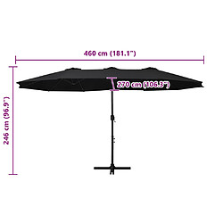 vidaXL Parasol d'extérieur et poteau en aluminium 460x270 cm Noir pas cher