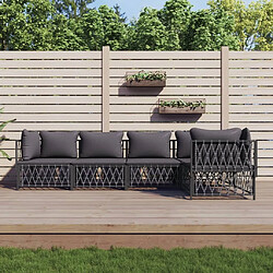 Maison Chic Salon de jardin 5 pcs avec coussins - Table et chaises d'extérieur - Mobilier/Meubles de jardin Moderne anthracite acier -MN99295