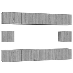 Maison Chic Ensemble de meubles TV 6 pcs | Banc TV Moderne pour salon | Meuble de Rangement - Sonoma gris Bois d'ingénierie -MN54435