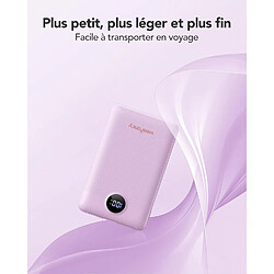 SANAG Batterie Externe 10000Mah, Power Bank Charge Rapide Pd 22.5W Avec Câbles Intégrés Usb C Sortie, Mince Légère Portable Chargeur Affichage Led, Universel Compatible Iphone/Samsung (Violet)