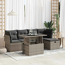 vidaXL Salon de jardin 6 pcs avec coussins gris résine tressée