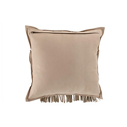 Dansmamaison Coussin Franges Carre Cuir Gris Clair