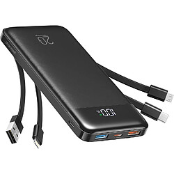 SANAG Batterie Externe 20000Mah, 20W Power Bank Charge Rapide Avec Câbles Intégrés, 5 Sorties Et 4 Entrées Batterie Portable Pour Smartphones, Tablettes Et