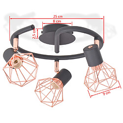 Acheter vidaXL Plafonnier avec 3 projecteurs E14 Noir et cuivre