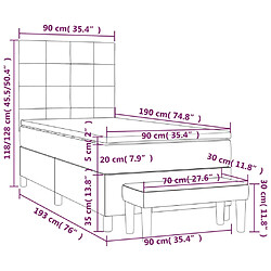 vidaXL Sommier à lattes de lit et matelas Crème 90x190 cm Tissu pas cher