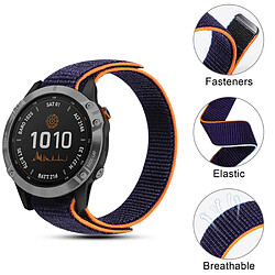 Bracelet en nylon fermeture à boucle ajustable 22mm, bleu marine pour votre Garmin Fenix 6/Samsung Galaxy Watch 3 45mm/Watch 46mm