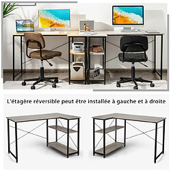 Avis Helloshop26 Bureau d'angle en forme l réversible poste de travail avec étagères de rangement assemblage facile peu encombrant pour maison bureaux 120 x 88 x 74,5 cm gris 20_0007978