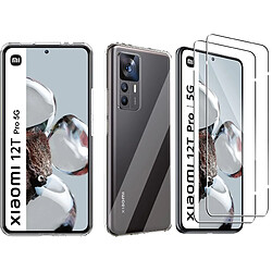 Coque Silicone Transparente + 2 Vitres Protection Ecran Pour Xiaomi 12T Pro 5G Little Boutik®