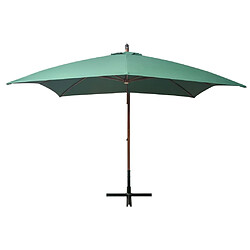 Maison Chic Parasol Jardin | Parasol 300 x 300 cm Poteau en bois Vert - GKD89626