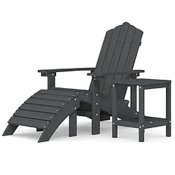 Maison Chic Chaise de jardin - Fauteuil d'extérieur Adirondack repose-pied table PEHD Anthracite -MN60411