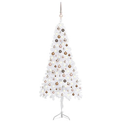 vidaXL Arbre de Noël artificiel d'angle LED et boules Blanc 180 cm PVC