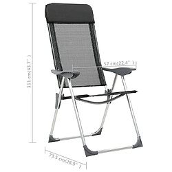 vidaXL Chaise pliante de camping 2 pcs Noir Aluminium pas cher