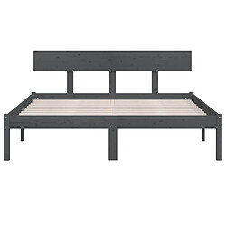 Acheter Maison Chic Lit adulte - Lit simple Cadre de lit,Structure du lit Contemporain Gris Bois de pin massif 150x200 cm UK King -MN33017