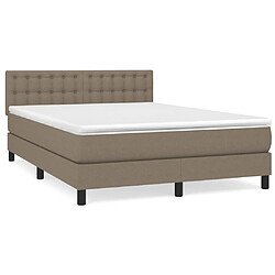 vidaXL Sommier à lattes de lit avec matelas Taupe 140x190 cm Tissu