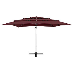 Avis Maison Chic Parasol Jardin | Parasol à 4 niveaux avec mat en aluminium Bordeaux 250x250 cm - GKD52719