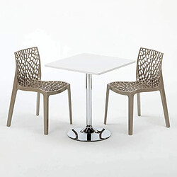 Avis Grand Soleil Table Carrèe Blanc + 2 Chaises Colorées