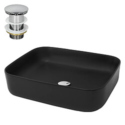 Lavabo avec vidage sans trop-plein 51x40x,5x13,5 cm noir en céramique ML-Design