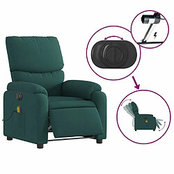 Maison Chic Fauteuil Relax pour salon, Fauteuil de massage inclinable électrique Vert foncé Tissu -GKD76078 pas cher