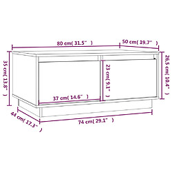 vidaXL Table basse Marron miel 80x50x35 cm Bois massif de pin pas cher