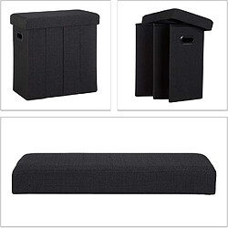 Helloshop26 Tabouret banc banquette pouf de rangement pliable pliant 50 litres noir 13_0002776_2