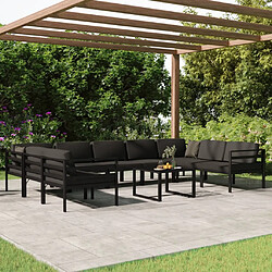 vidaXL Salon de jardin 10 pcs avec coussins Aluminium Anthracite