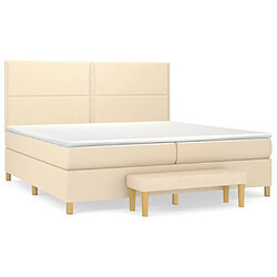 vidaXL Sommier à lattes de lit avec matelas Crème 200x200 cm Tissu